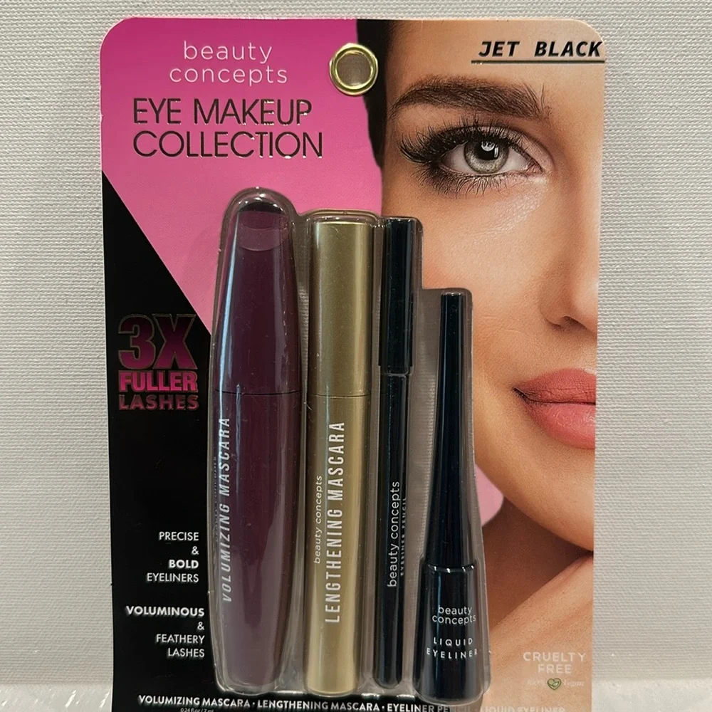 Beauty Concepts Eye Makeup Collection W/liquid Eye liners, Mascara and Pencil.
